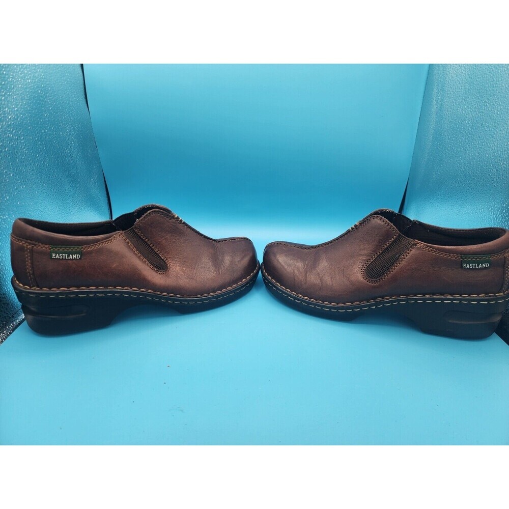 Eastland Womens 10W Sequoia Brown Leather Slip On Loafer Comfort Clogs 3172 - Picture 2 of 7